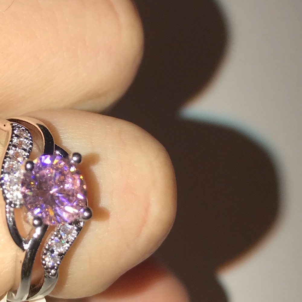 New pink diamond 925 Sterling silver white diamonds